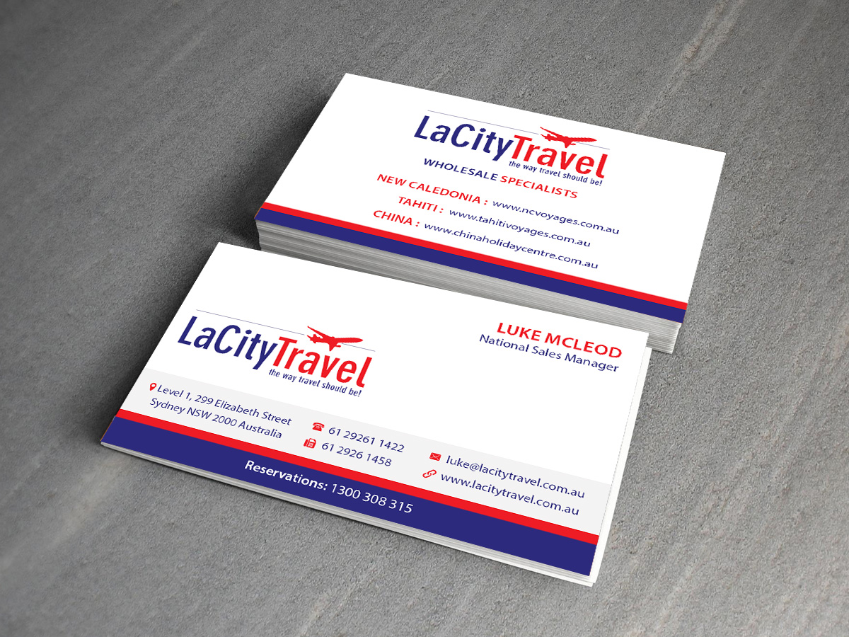 Visitenkarten-Design von Creations Box 2015 für LaCity Travel Australia | Design #8018079