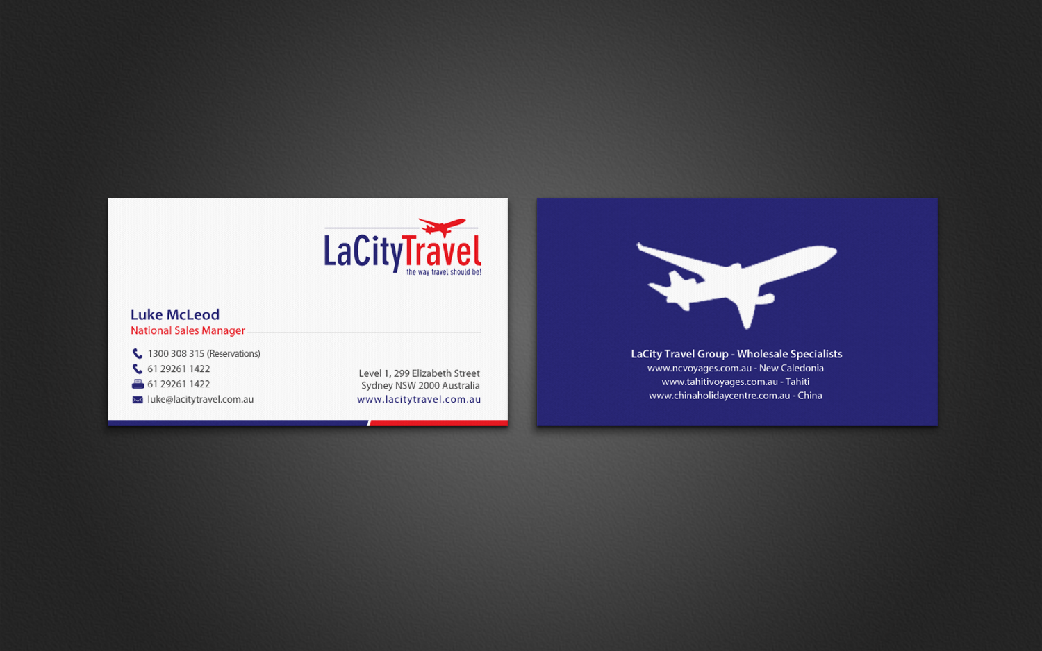 Diseño de Tarjeta de Presentación por chandrayaan.creative para LaCity Travel Australia | Diseño #8016651