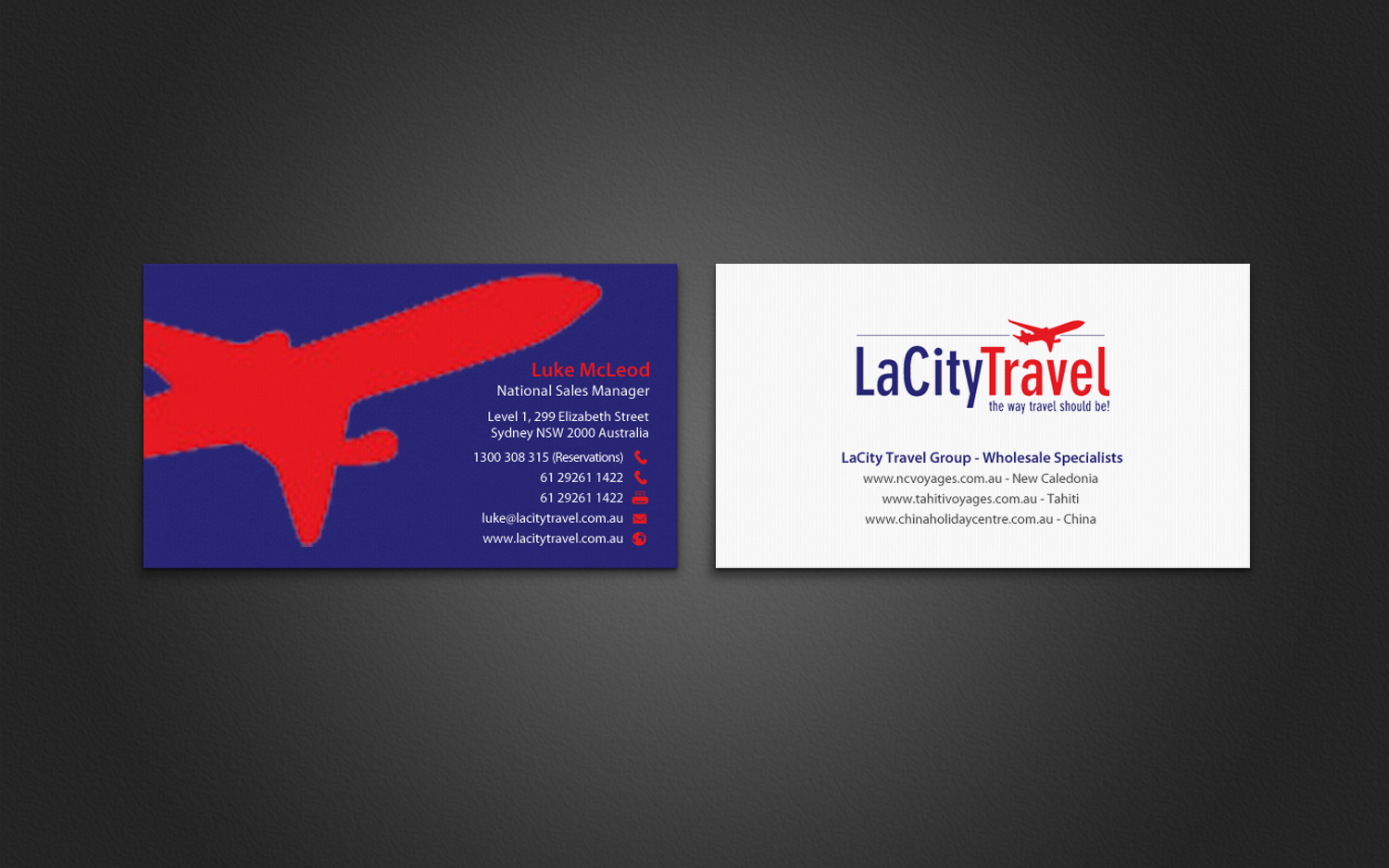 Diseño de Tarjeta de Presentación por chandrayaan.creative para LaCity Travel Australia | Diseño #8016653