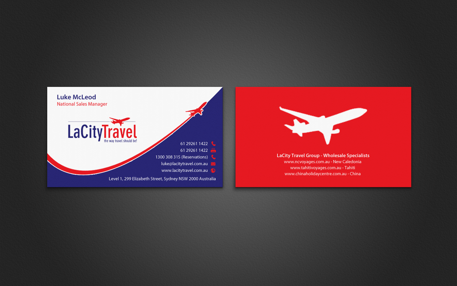 Diseño de Tarjeta de Presentación por chandrayaan.creative para LaCity Travel Australia | Diseño #8016657