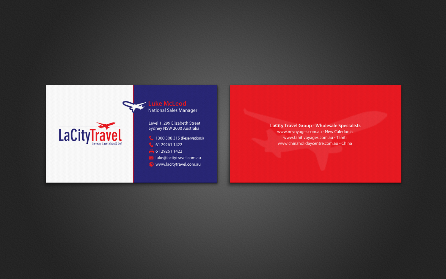Business Card Design by chandrayaan.creative for LaCity Travel Australia | Design #8151848