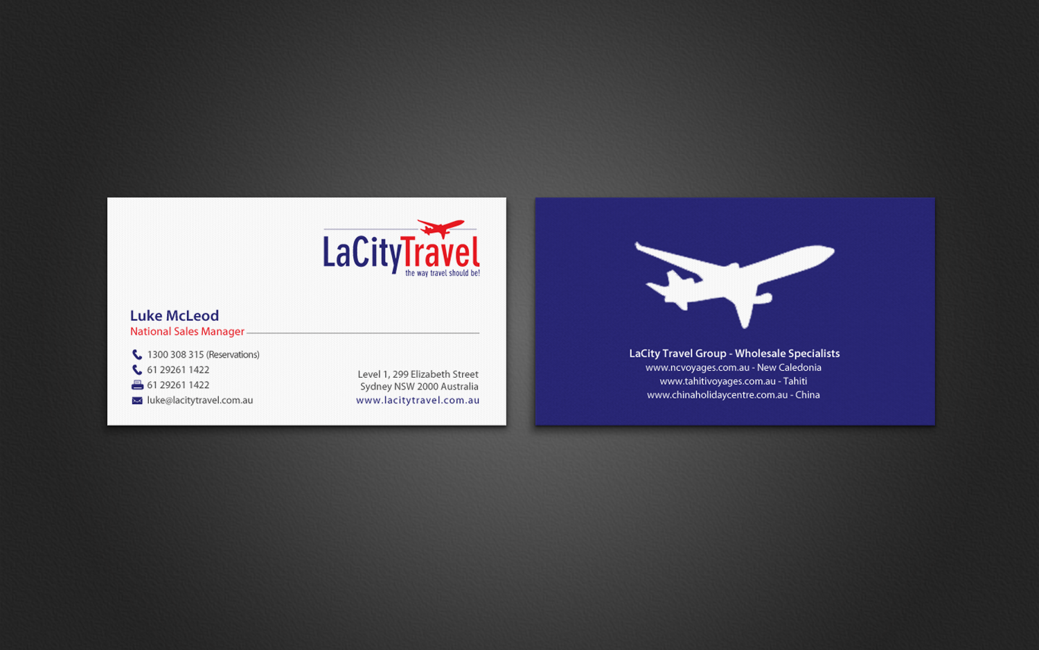 Business Card Design by chandrayaan.creative for LaCity Travel Australia | Design #8151850