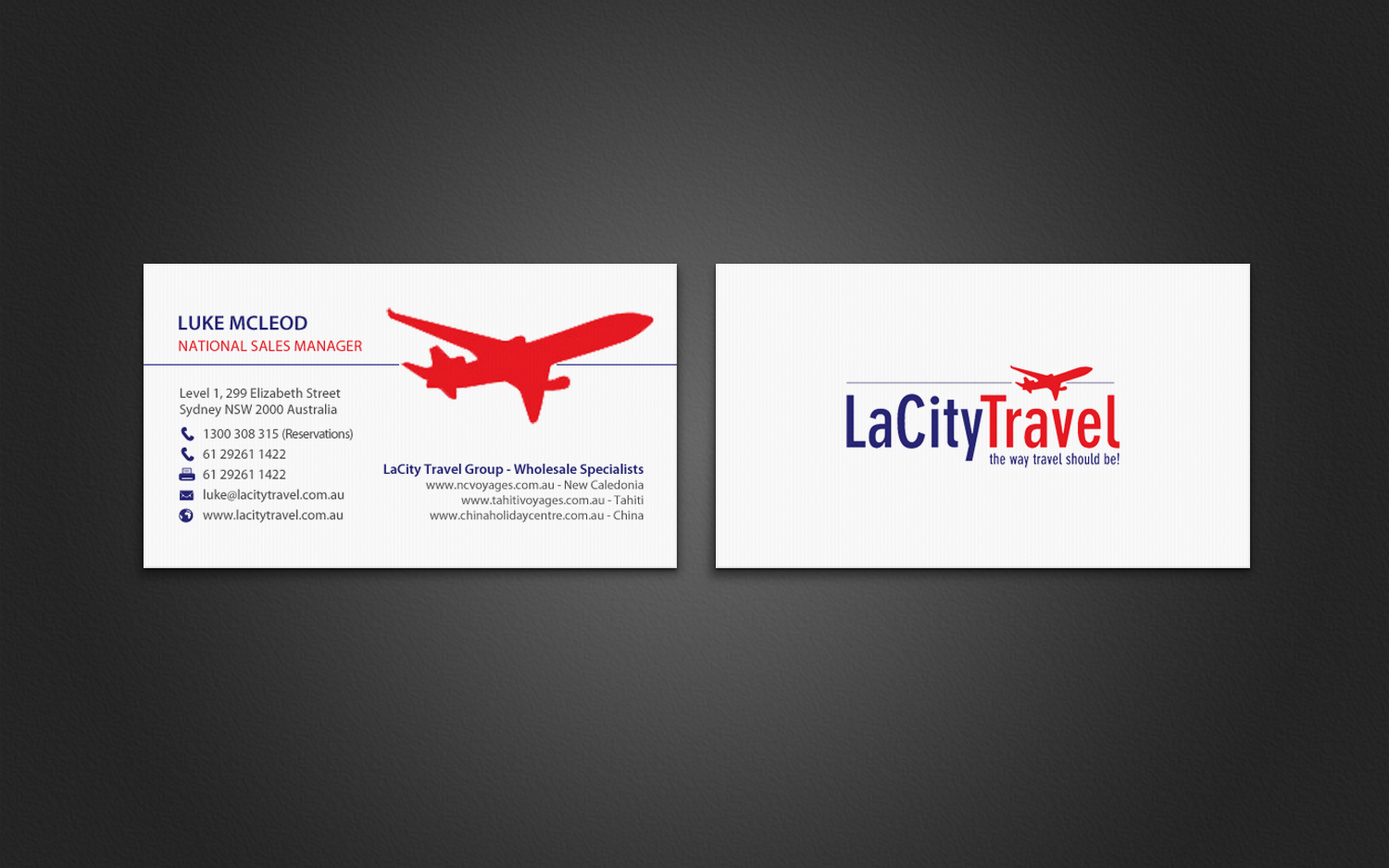 Diseño de Tarjeta de Presentación por chandrayaan.creative para LaCity Travel Australia | Diseño #8210151