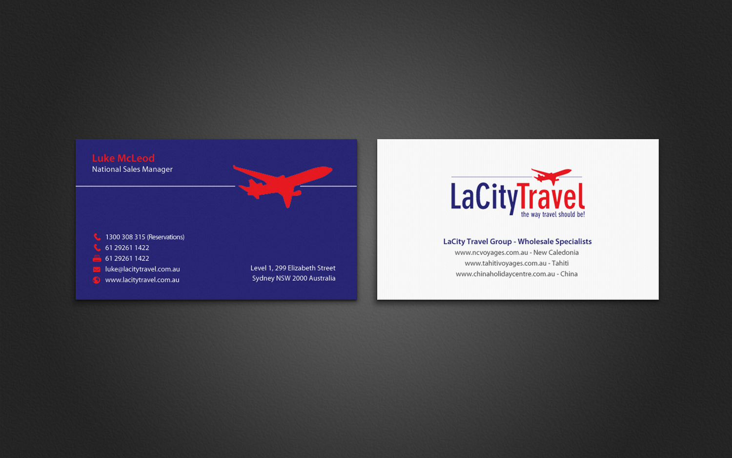 Diseño de Tarjeta de Presentación por chandrayaan.creative para LaCity Travel Australia | Diseño #8210152