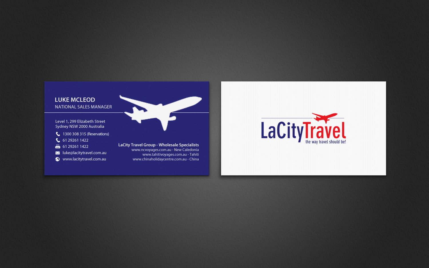 Business Card Design by chandrayaan.creative for LaCity Travel Australia | Design #8210155