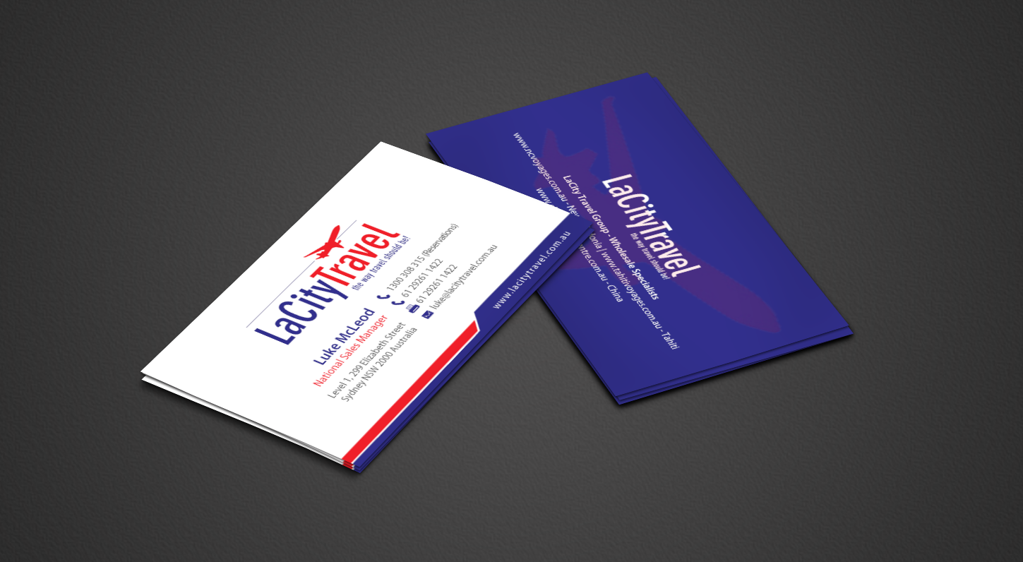 Business Card Design by chandrayaan.creative for LaCity Travel Australia | Design #8210160