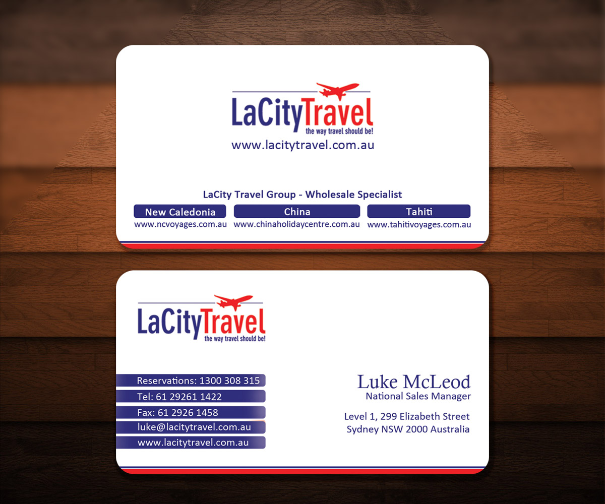 Visitenkarten-Design von design88 für LaCity Travel Australia | Design #8003537