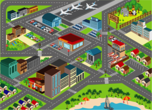 Kids Mini City Design on a carpet