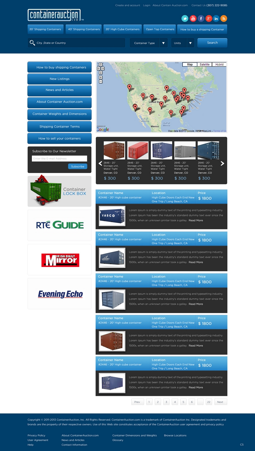 Web Design by pb for ContainerAuction.com | Design #2215557