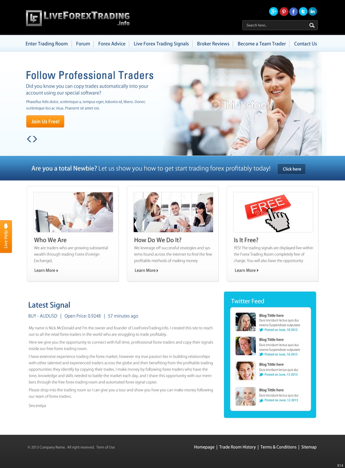 Forex signals website design