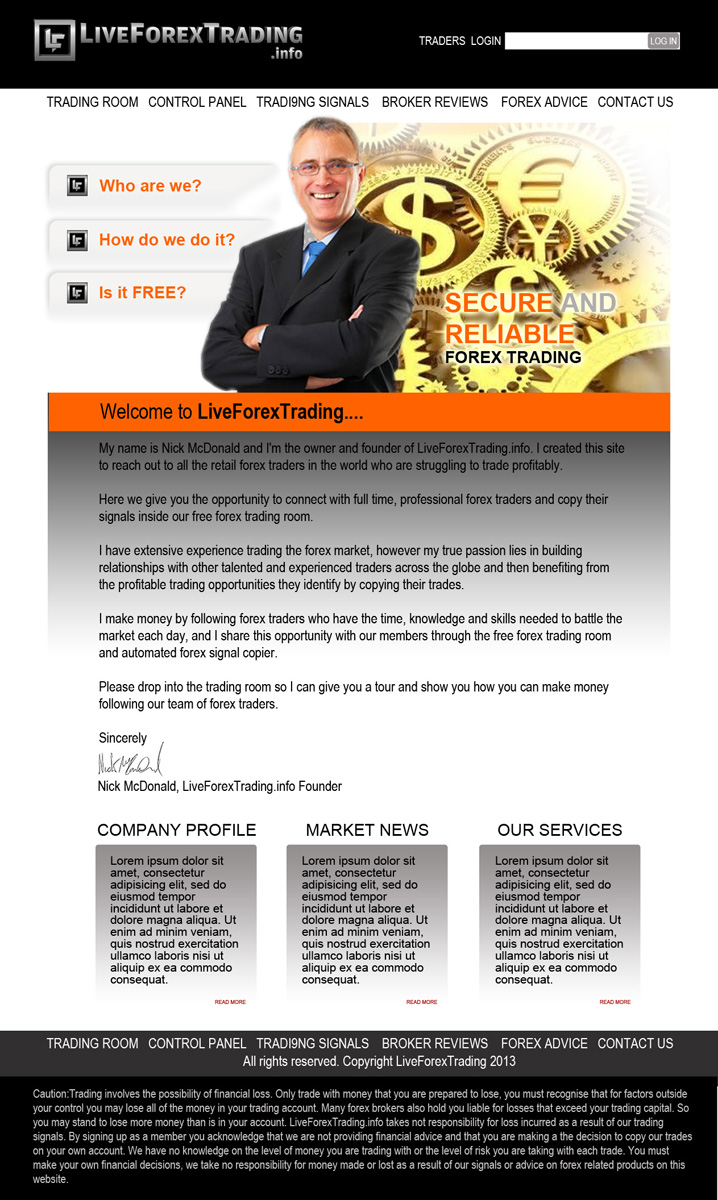 Web Design by noelopan1955 for Forex Signal Services | Design #1962145