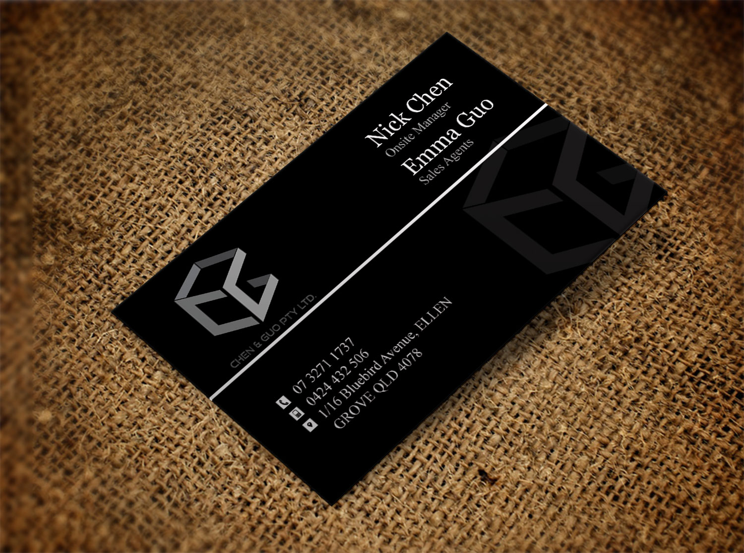 Business Card Design by Lanka Ama for Chen & Guo Pty Ltd | Design #8209988