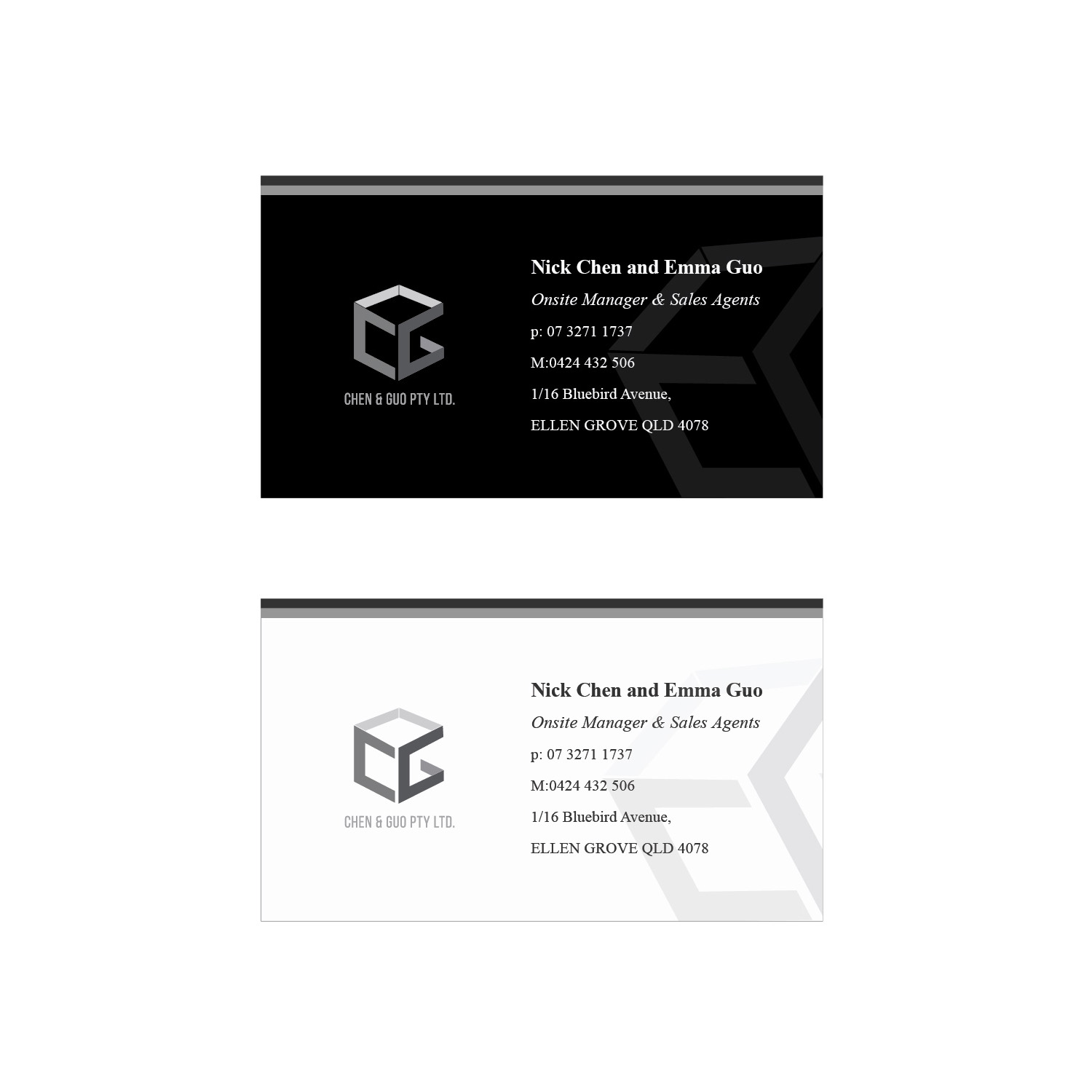 Business Card Design by kanzai for Chen & Guo Pty Ltd | Design #8213222