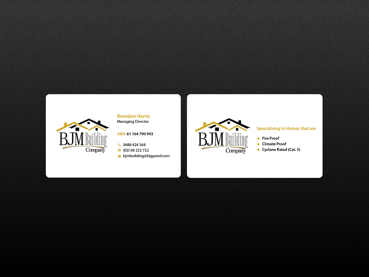 Business Card Design by Creations Box 2015 for BJM Building | Design #8404356