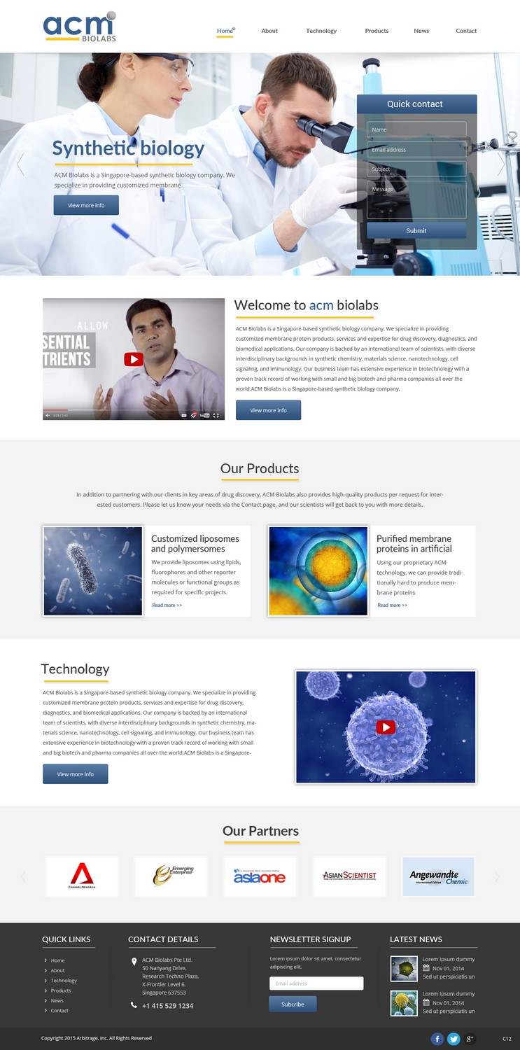 Web Design by pb for ACM Biolabs Pte Ltd. | Design #8462509