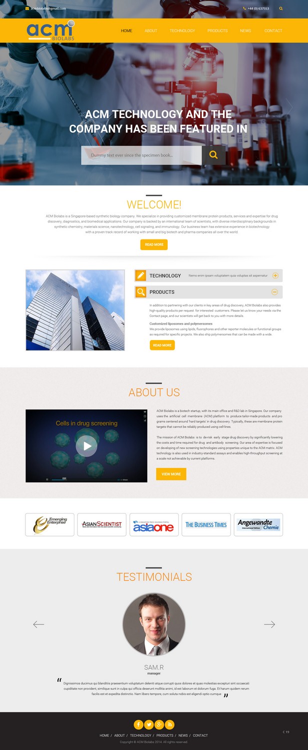 Diseño Web por pb para ACM Biolabs Pte Ltd. | Diseño #8462514