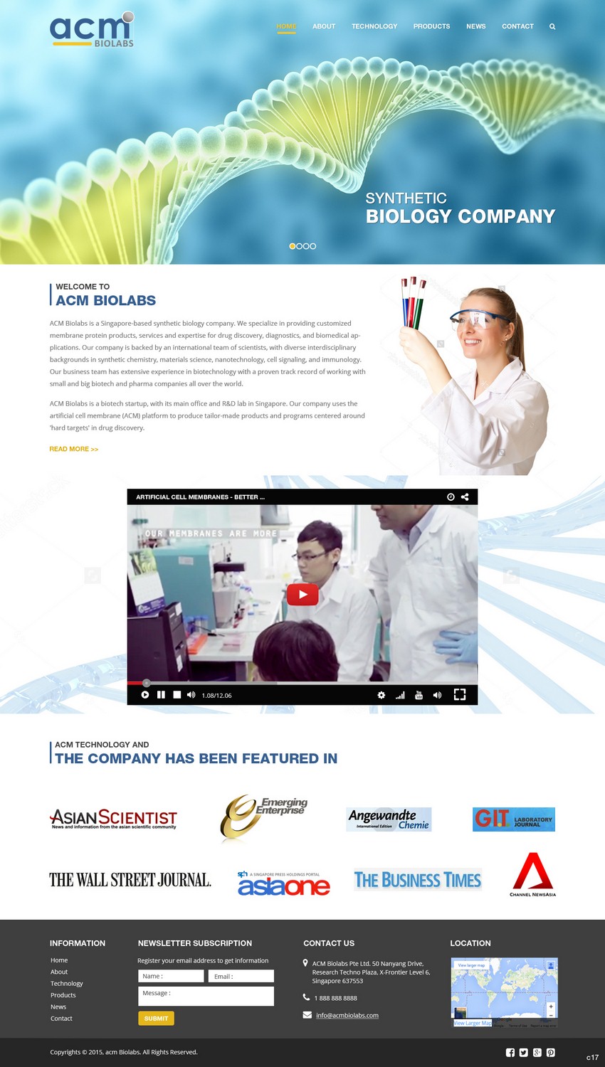Web Design par pb pour ACM Biolabs Pte Ltd. | Design #8462521