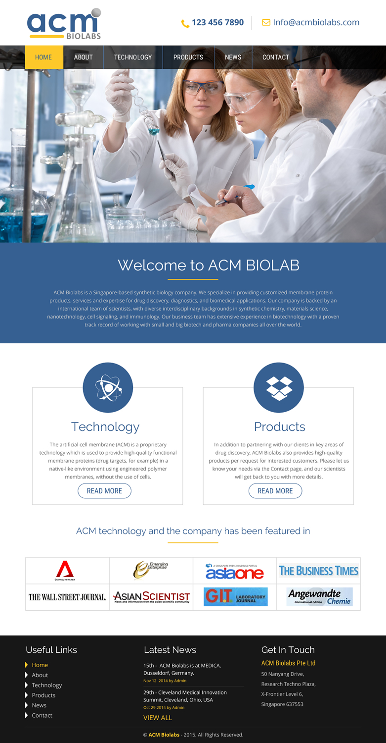 Web Design par rightway pour ACM Biolabs Pte Ltd. | Design #8433152