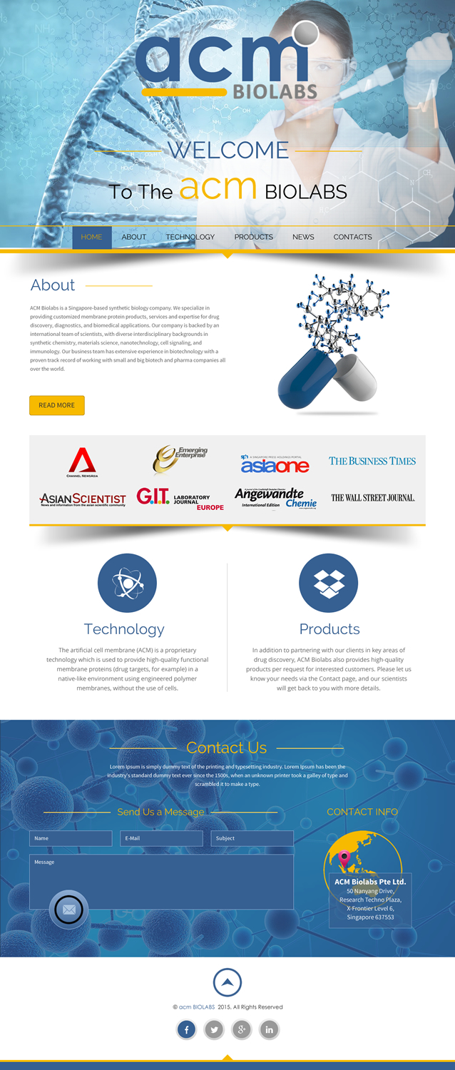 Web Design par rightway pour ACM Biolabs Pte Ltd. | Design #8483384