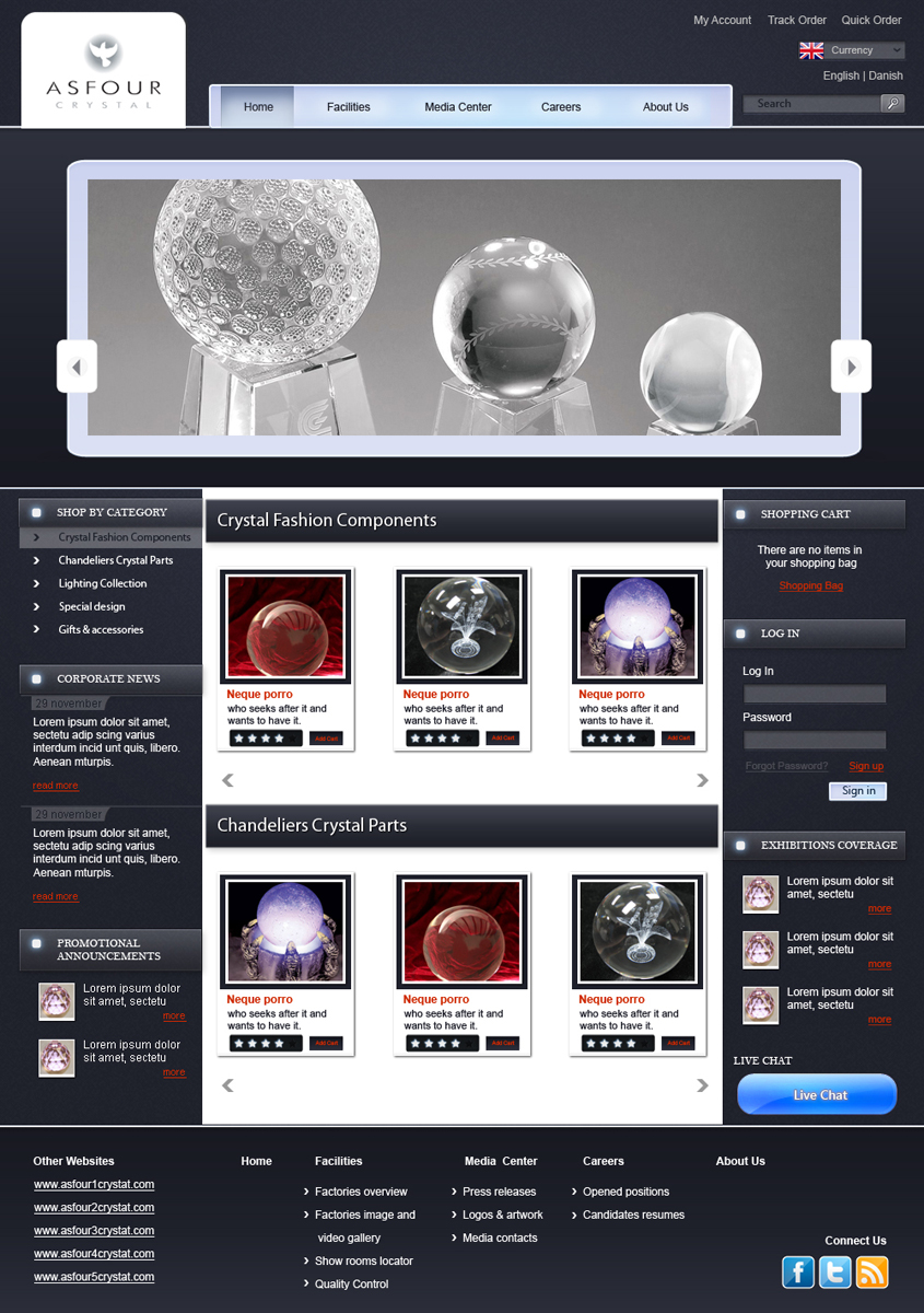 Web Design by pb for Asfour Crystal | Design #413384
