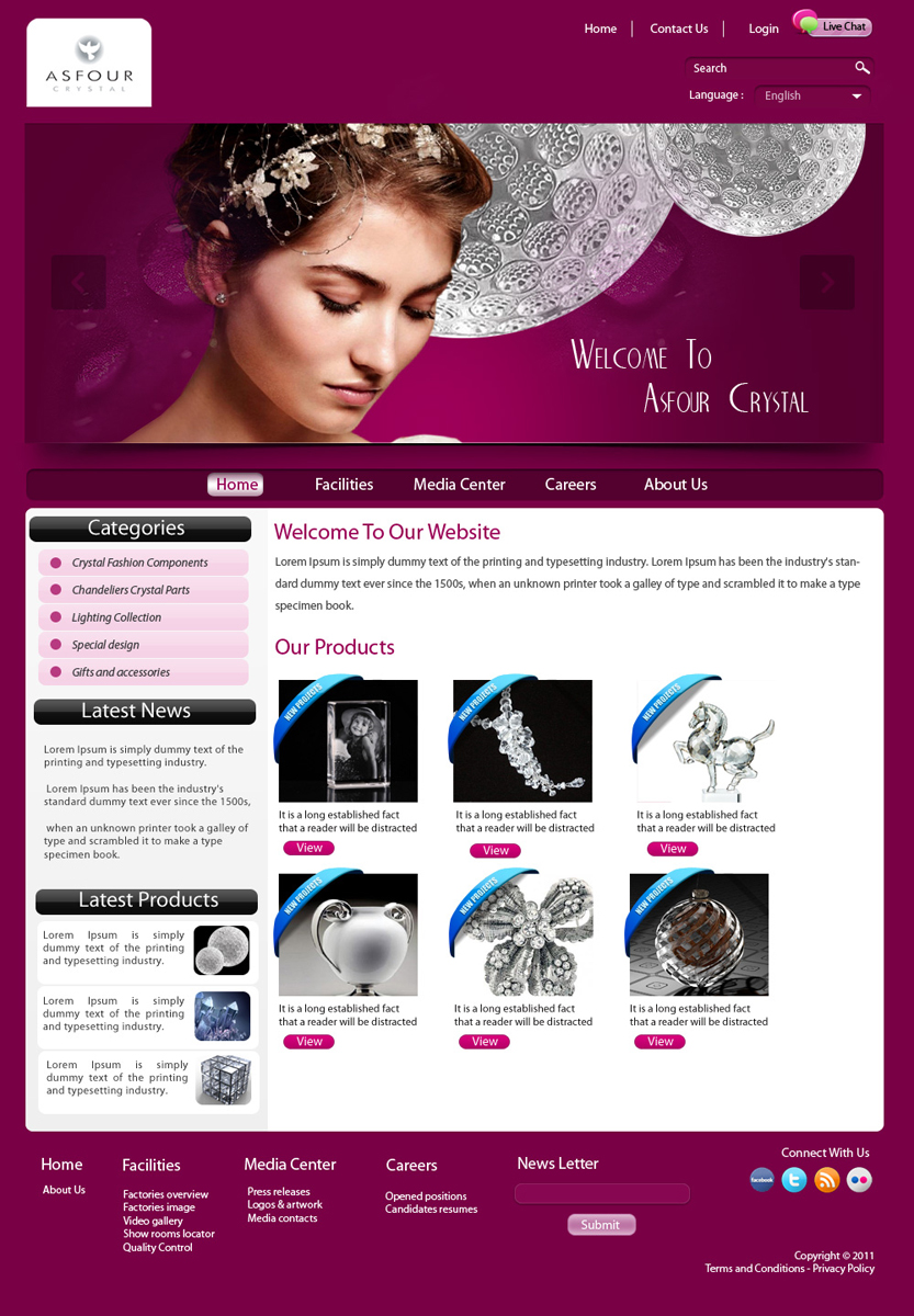 Web Design by pb for Asfour Crystal | Design #416869