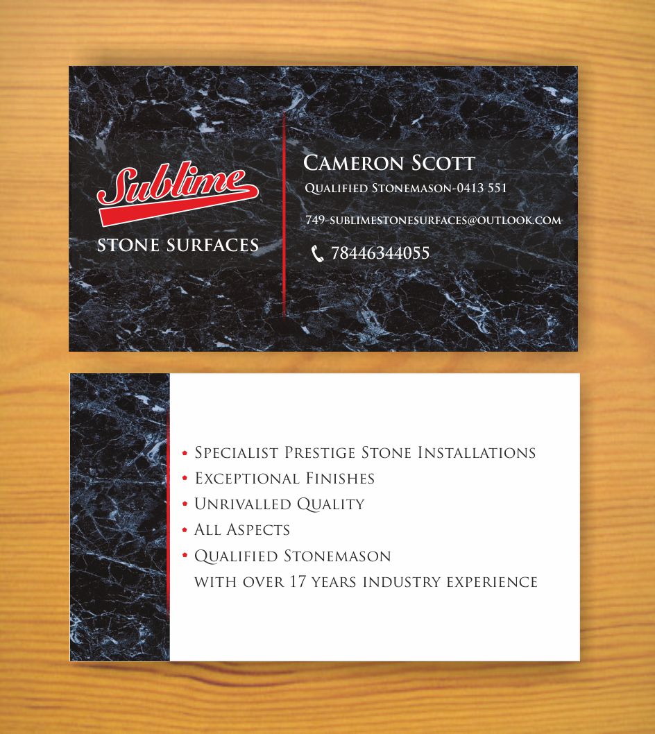 Business Card Design by IneseRo for Sublime Stone Surfaces | Design #1978724