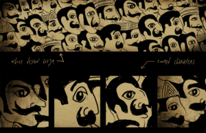 Bold playful heads profile for a wall backdrop | Illustration-Design von deadPixel