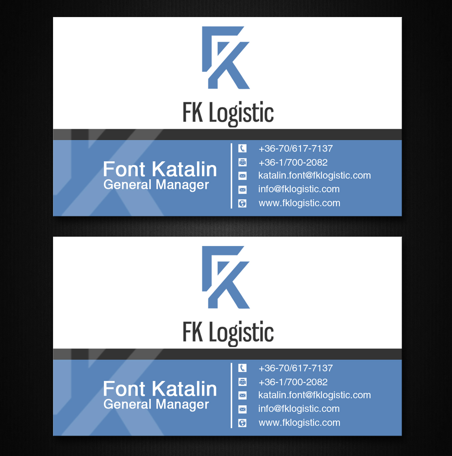 Visitenkarten-Design von Lanka Ama für FK Logistic Hungary Kft | Design #8396795