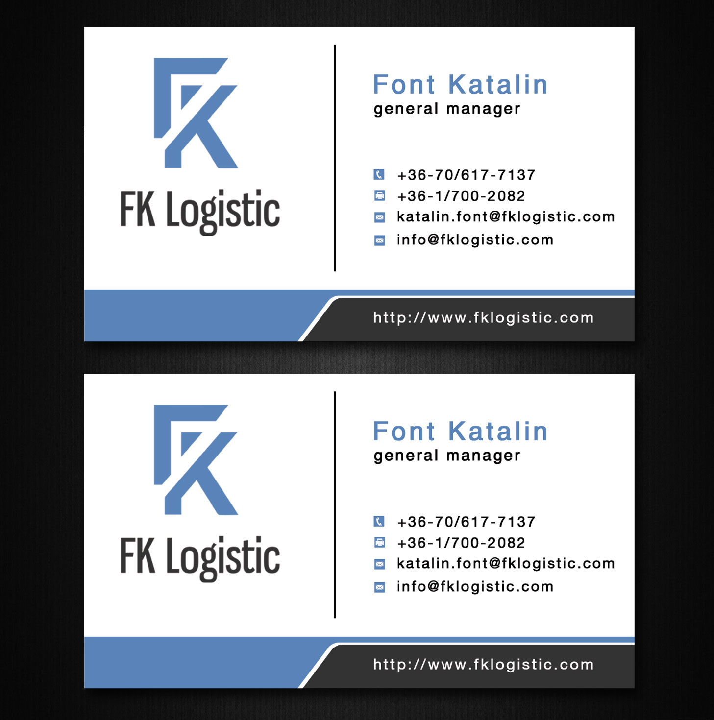 Business Card Design by Lanka Ama for FK Logistic Hungary Kft | Design #8396811