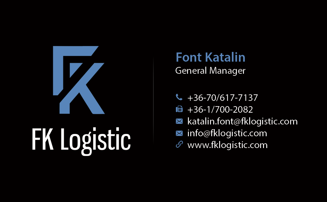 Business Card Design by Creations Box 2015 for FK Logistic Hungary Kft | Design #8463603