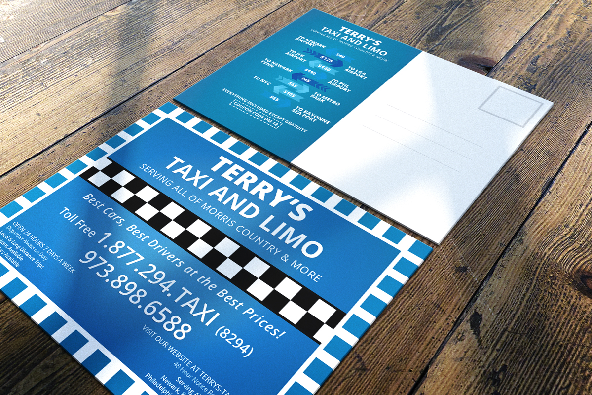 Postcard Design by lionx for TERRY'S TAXI | Design #8407036