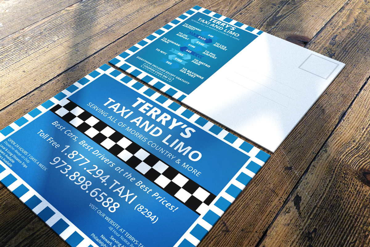 Postcard Design by lionx for TERRY'S TAXI | Design #8407037