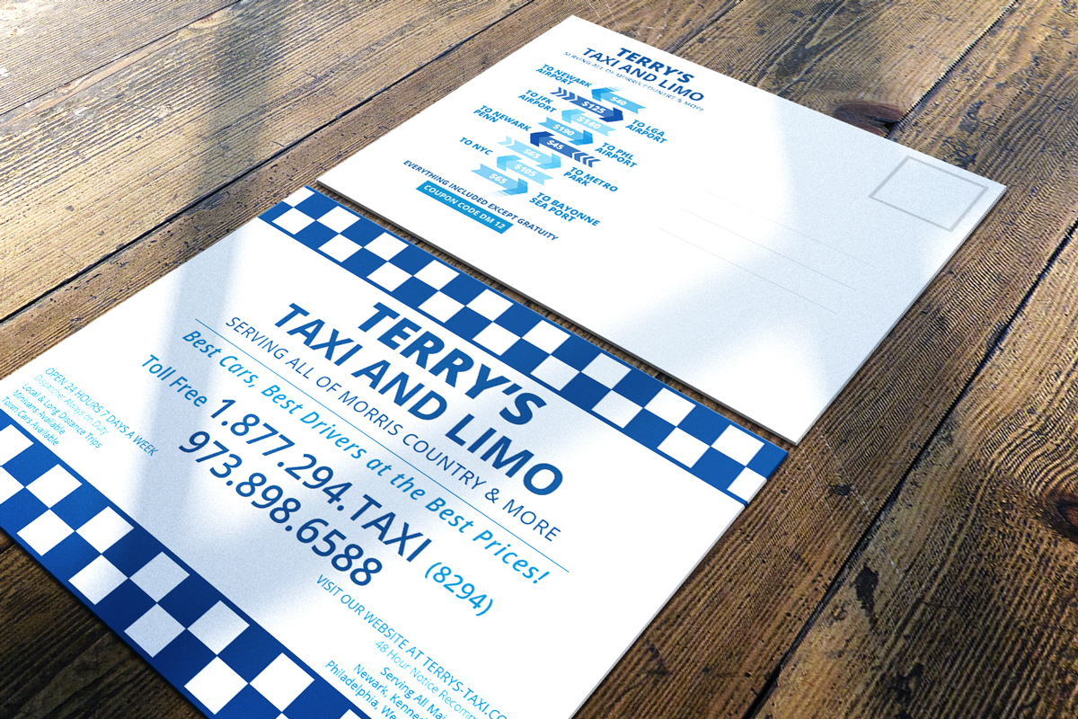 Postcard Design by lionx for TERRY'S TAXI | Design #8407301