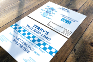 TERRY'S TAXI DIRECT MAILER TO THE AIRPORTS | Postcard Design by lionx