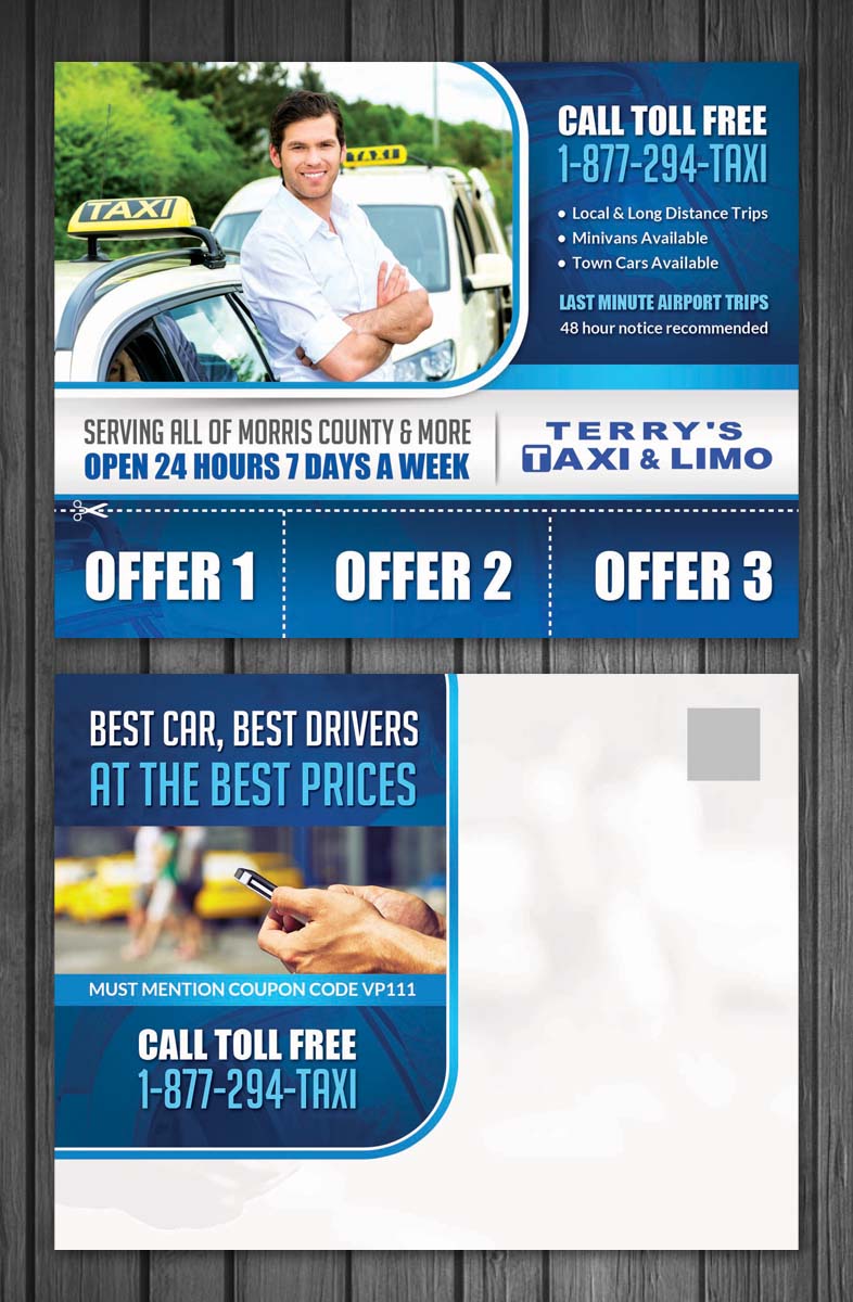 Postcard Design by debdesign for TERRY'S TAXI | Design #8399438