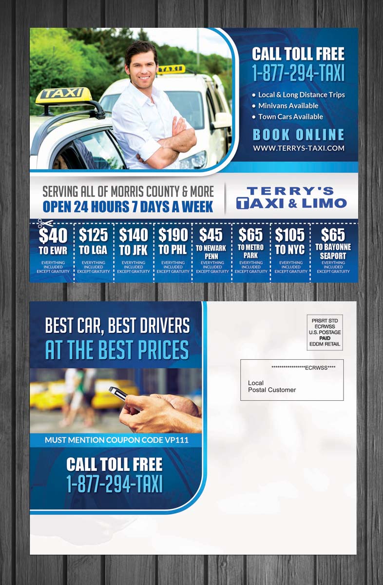 Postcard Design by debdesign for TERRY'S TAXI | Design #8408953