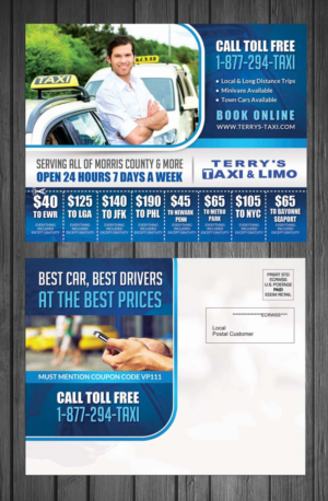 Postcard Design by debdesign for TERRY'S TAXI | Design: #8408953
