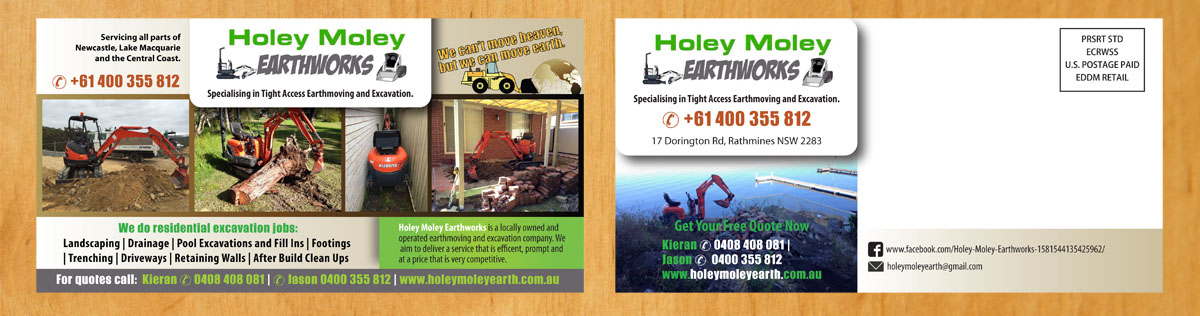 Diseño de Postal por Venus L. Penaflor para holey moley earthworks | Diseño #8418572