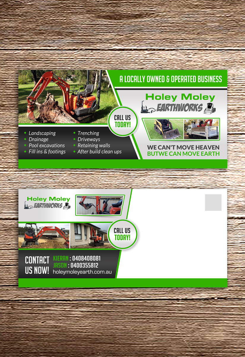Diseño de Postal por debdesign para holey moley earthworks | Diseño #8420587