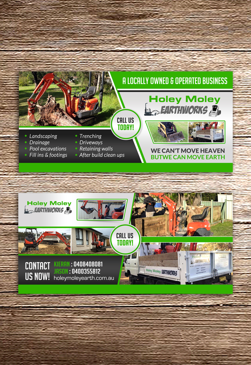 Diseño de Postal por debdesign para holey moley earthworks | Diseño #8438055