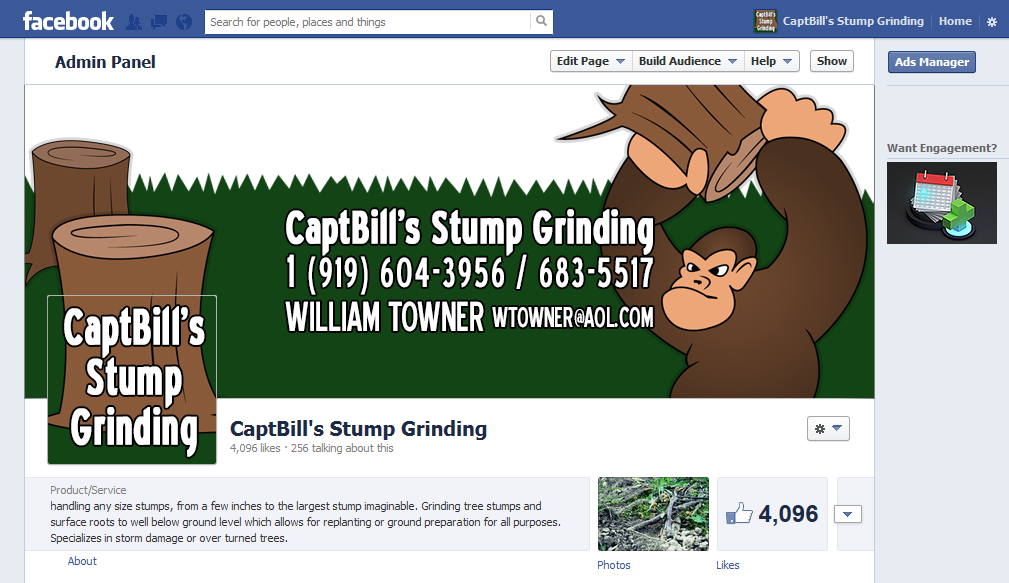 Facebook Design by CATEncode for CaptBill's Stump Grinding | Design #2036358