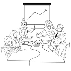 Line drawing for 6 ports iPad charger using in meeting room.  | Illustration Design by smiledim24