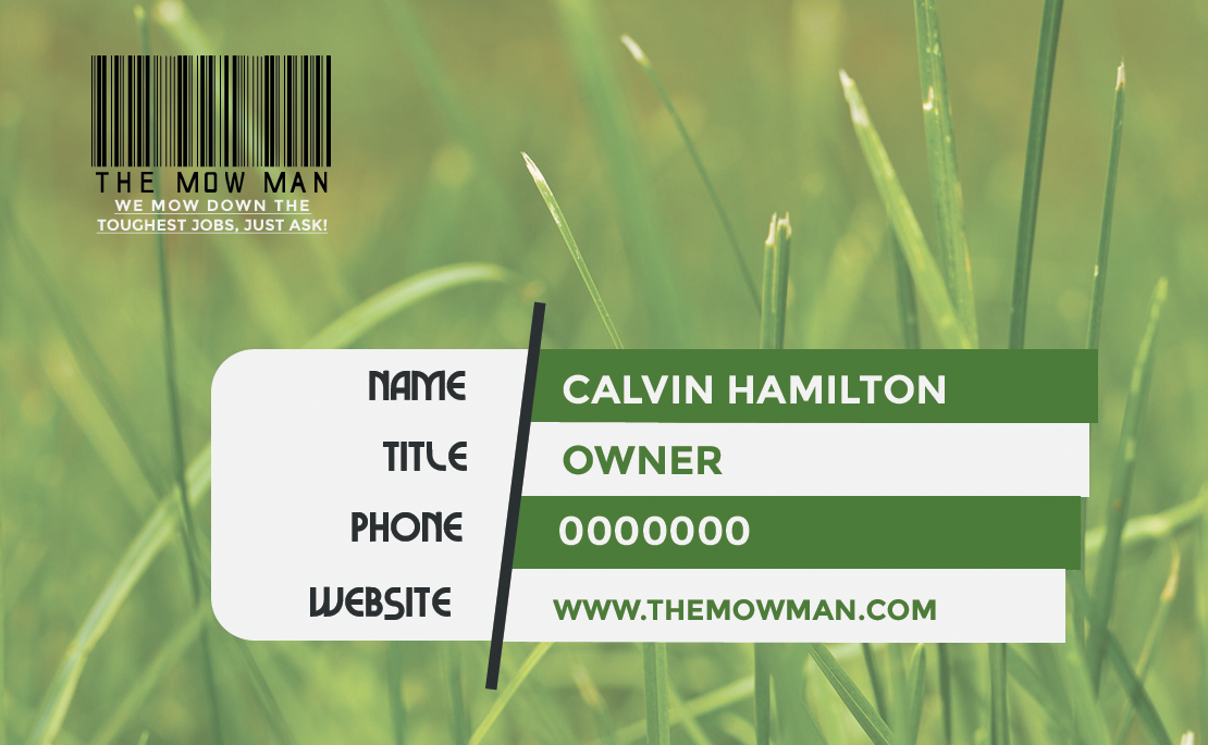 Business Card Design by Sarah Per for The Mow Man  | Design #1982764