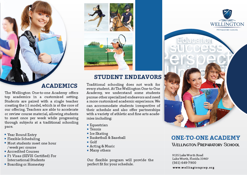 Diseño de Flyer por CreativeKlub para Wellington Preparatory School | Diseño #8424758