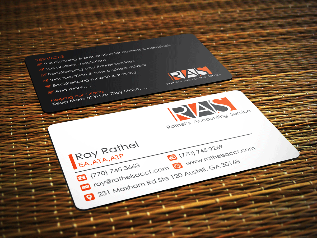 Visitenkarten-Design von Riz' für Rathel's Accounting Service | Design #8418937