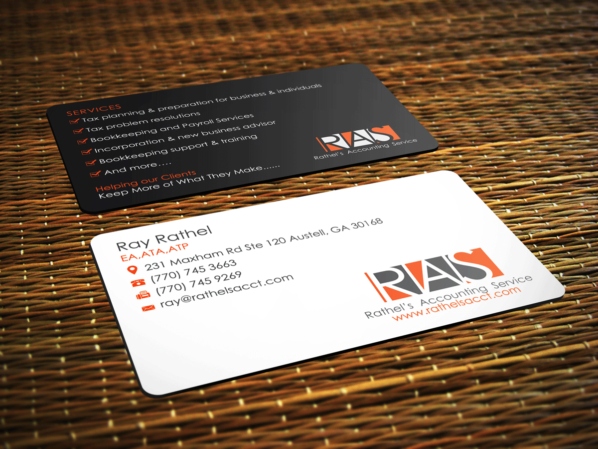 Visitenkarten-Design von Riz' für Rathel's Accounting Service | Design #8418943