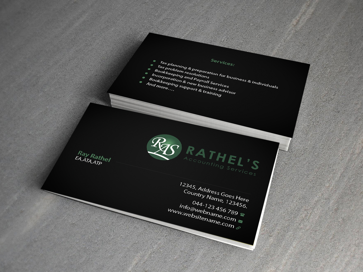 Visitenkarten-Design von Creations Box 2015 für Rathel's Accounting Service | Design #8425442