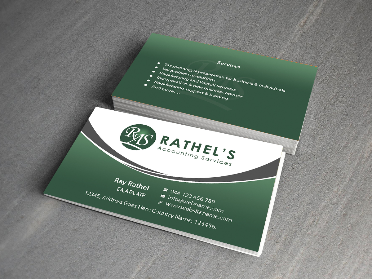 Design de Carte de Visite par Creations Box 2015 pour Rathel's Accounting Service | Design #8425443