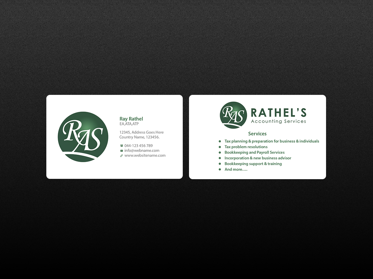 Business Card Design by Creations Box 2015 for Rathel's Accounting Service | Design #8425446