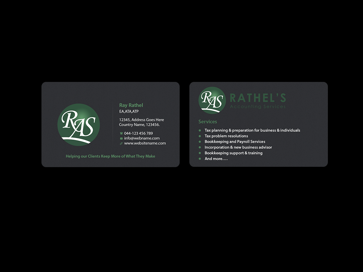 Business Card Design by Creations Box 2015 for Rathel's Accounting Service | Design #8425451